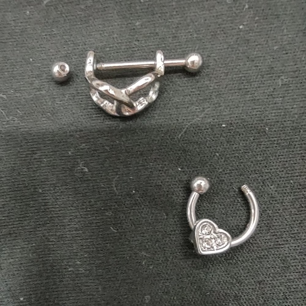 Steel/cz cartilage earrings.  2, NWOT